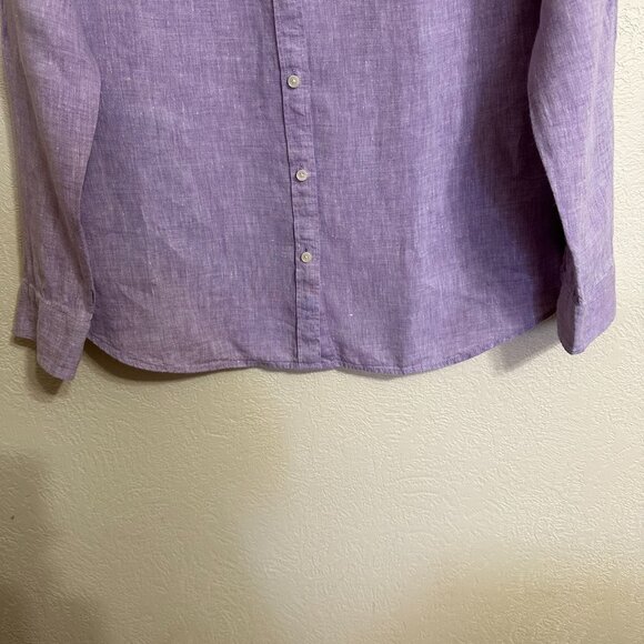 Talbots Lilac, 100% Linen, Button Down Shirt, Size M - Picture 13 of 16